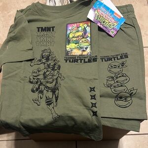 Boy’s Teenage Mutant Ninja Turtles Olive Green Graphic Tee & Shorts Set